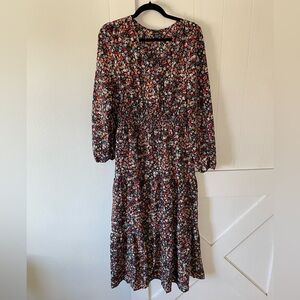 SHEIN Black Floral Long Sleeve Dress